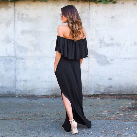 Off Shoulder Overlay Maxi Dress - Picture 2 of 7
